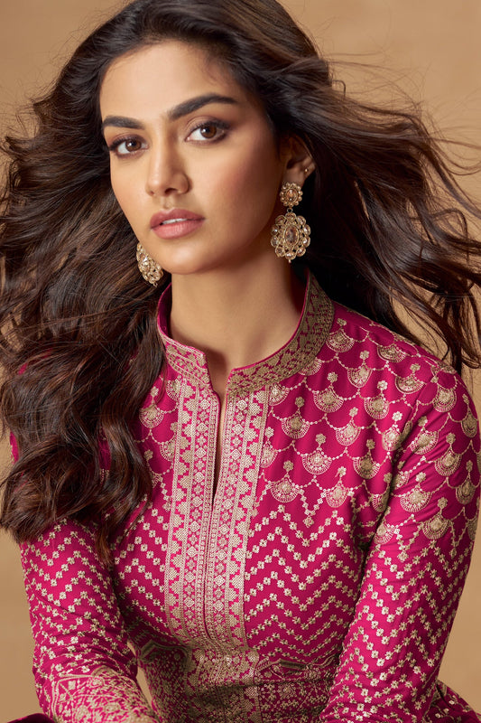 Pink Readymade Heavy Work Georgette Skirt Suit-SS758_2_SareeButa.com