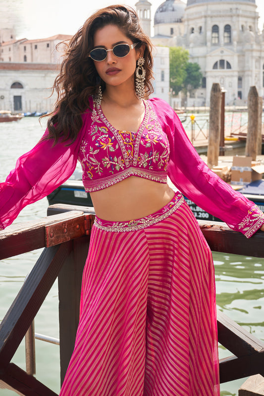 Pink Readymade Viscose Silk Palazzo Set-SS794_2_SareeButa.com