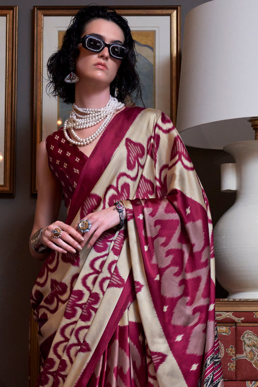 Pink Satin Crepe Patola Print Saree-ZB133884_2_SareeButa.com