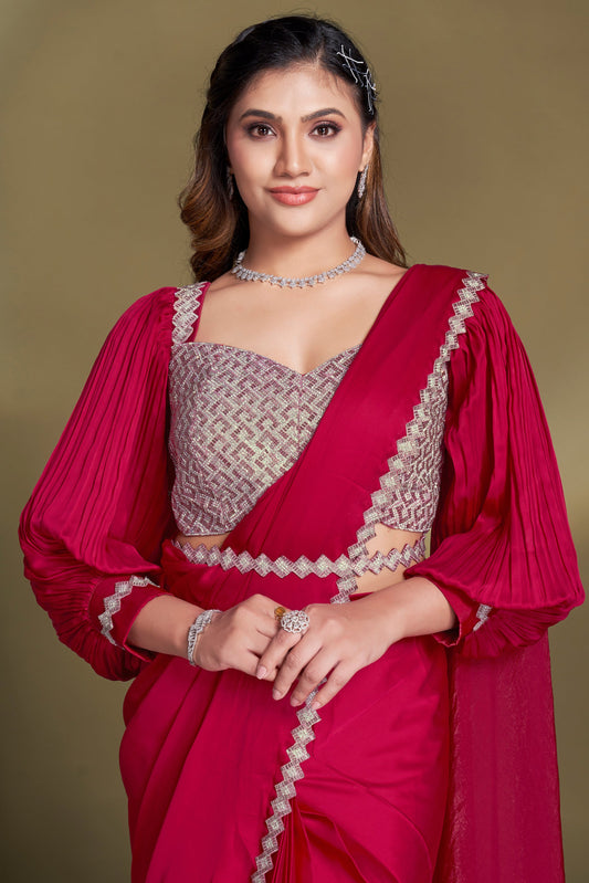 Pink Satin Silk Ready to Wear Saree-ZB134613_2_SareeButa.com