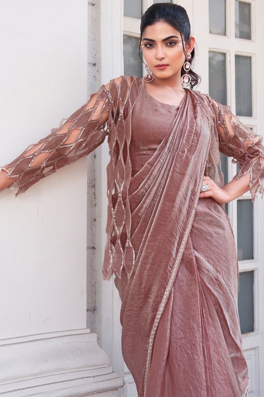 Pink Satin Silk Readymade Saree with Stitched Blouse-ZB133989_2_SareeButa.com