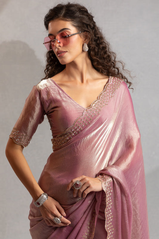 Pink Satin Silk Stone Work Saree-ZB134885_2_SareeButa.com