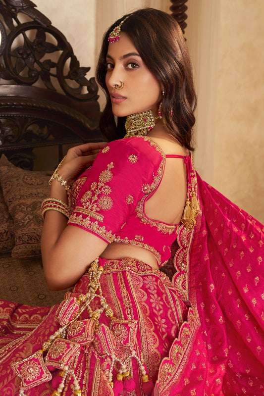 Pink Semi-Stitched Banarasi Silk Lehenga-SAR11698_2_SareeButa.com