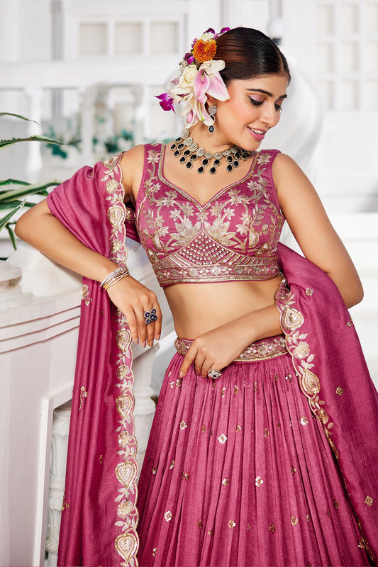 Pink Readymade Embroidered Georgette Lehenga-SAR10076_2_SareeButa.com