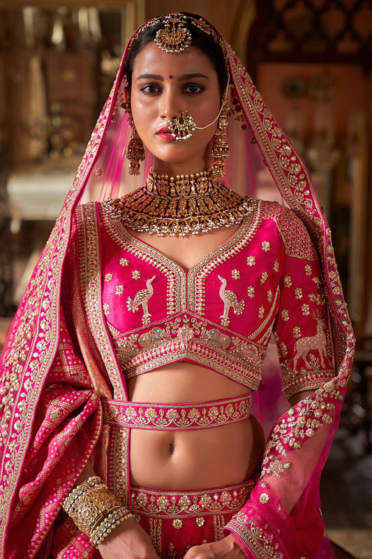 Pink Semi-Stitched Embroidered Silk Lehenga-SAR10311_2_SareeButa.com