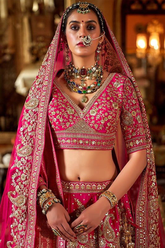 Pink Semi-Stitched Embroidered Silk Lehenga-SAR10313_2_SareeButa.com
