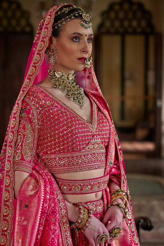 Pink Semi-Stitched Embroidered Silk Lehenga-SAR10326_2_SareeButa.com
