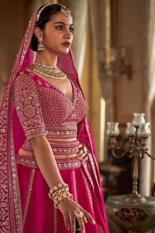 Pink Semi-Stitched Embroidered Silk Lehenga-SAR10331_2_SareeButa.com