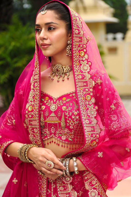 Pink Semi-Stitched Embroidered Silk Lehenga-SAR10532_2_SareeButa.com