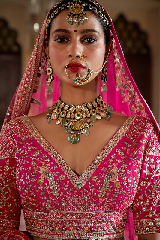 Pink Semi-Stitched Embroidered Silk Lehenga-SAR11513_2_SareeButa.com