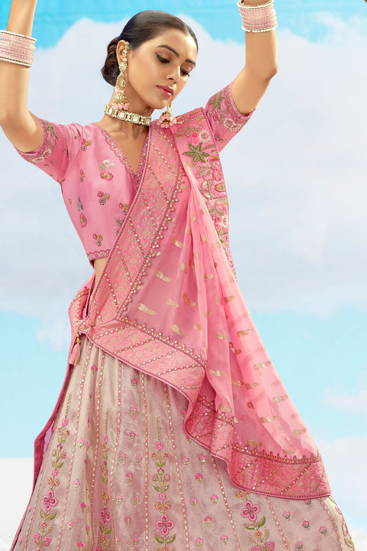Pink Semi-Stitched Heavy Work Silk Lehenga-LC92_2_SareeButa.com