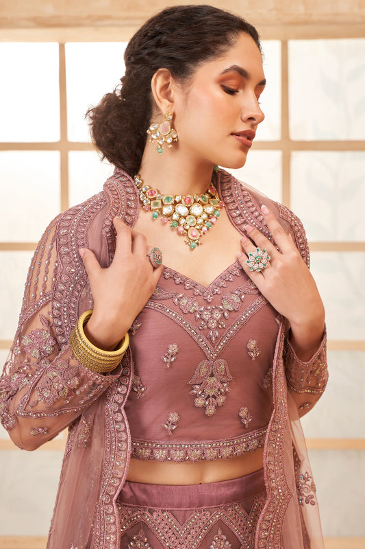 Pink Semi Stitched Embroidered Net Lehenga-LC54_2_SareeButa.com