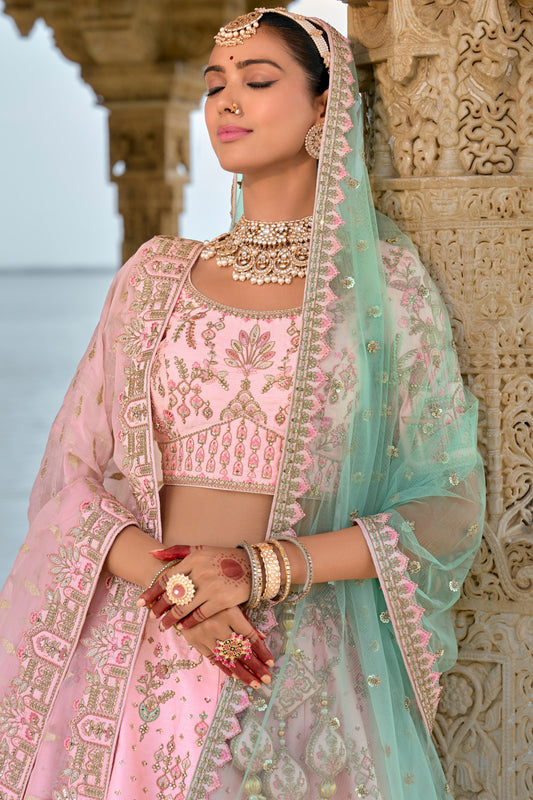 Pink Semi Stitched Embroidered Silk Lehenga-LC32_2_SareeButa.com