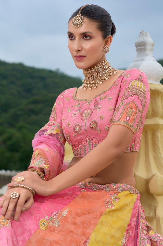 Pink Semi Stitched Embroidered Silk Lehenga-LC57_2_SareeButa.com