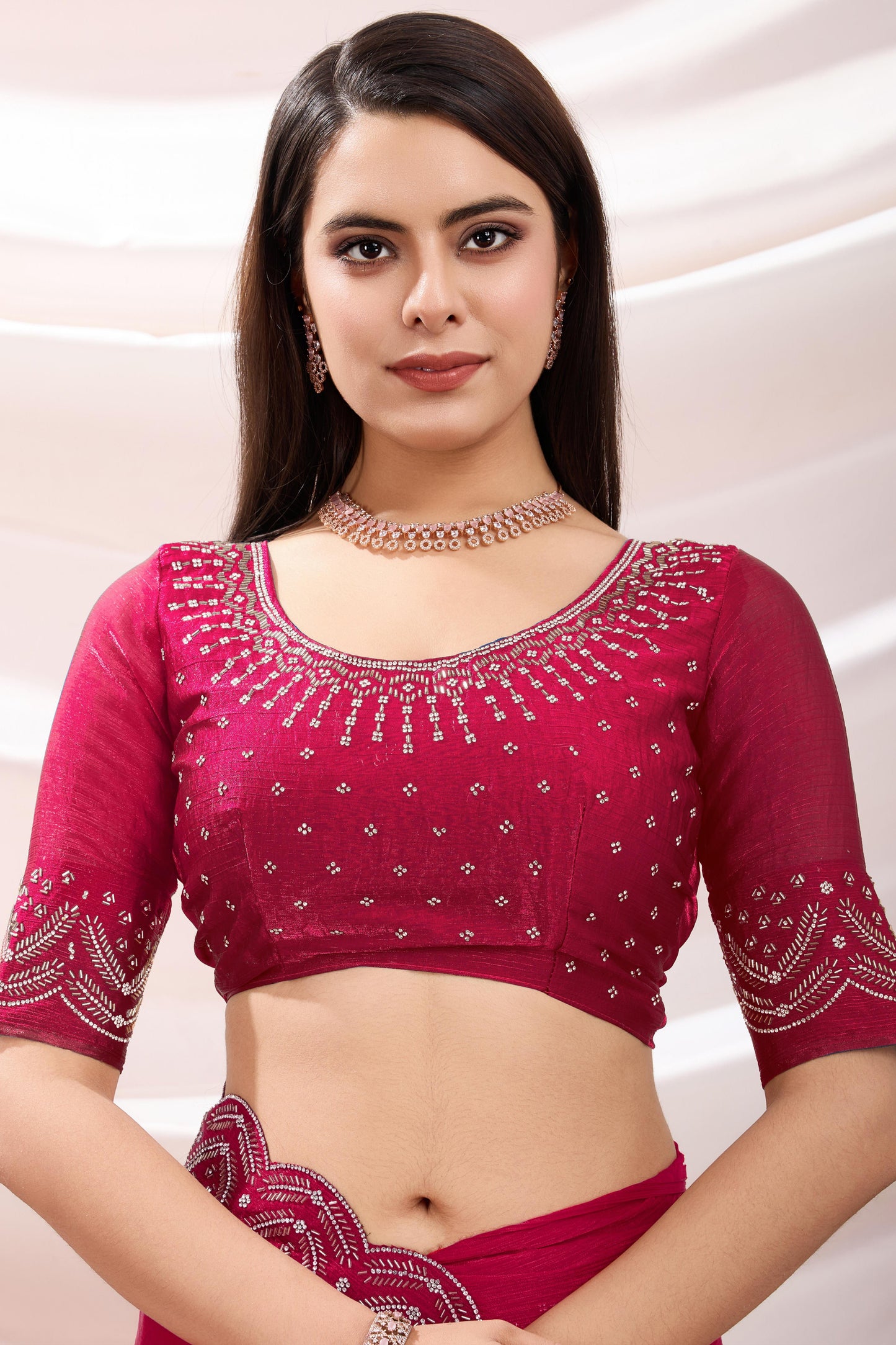 Pink Stone Work Chiffon Saree-ZB134201_4_SareeButa.com