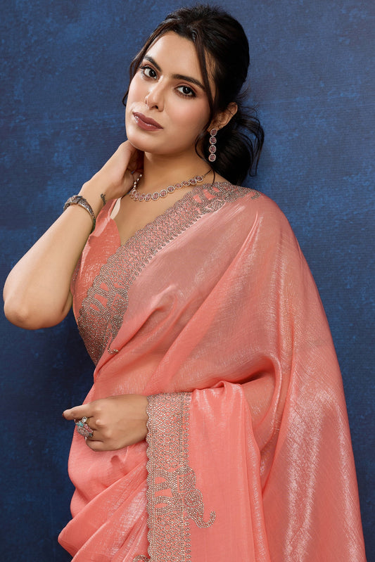 Pink Stone Work Crystal Silk Saree-ZB133897_2_SareeButa.com
