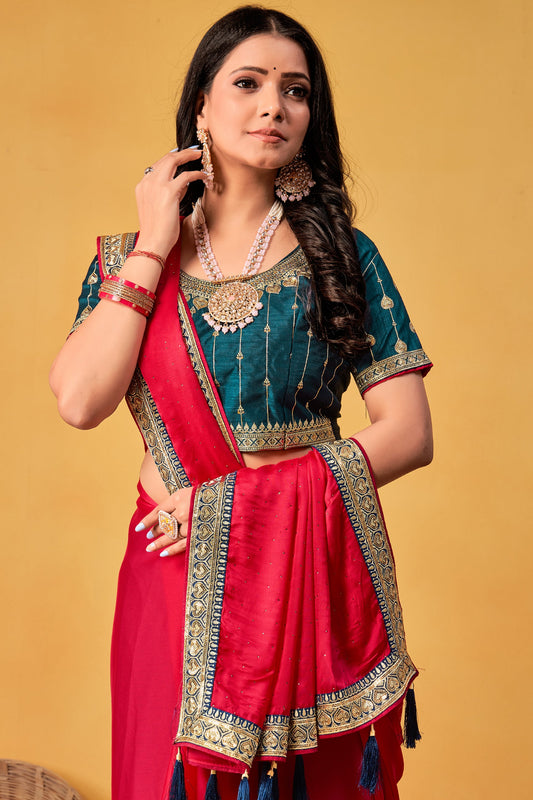 Pink Stone Work Silk Saree-ZB133995_2_SareeButa.com