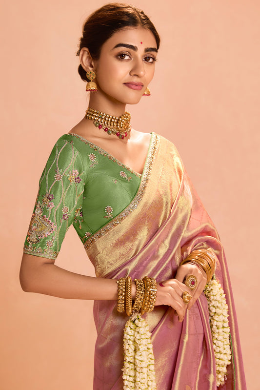 Pink Tissue Silk Saree with Zari Work-ZB133865_2_SareeButa.com