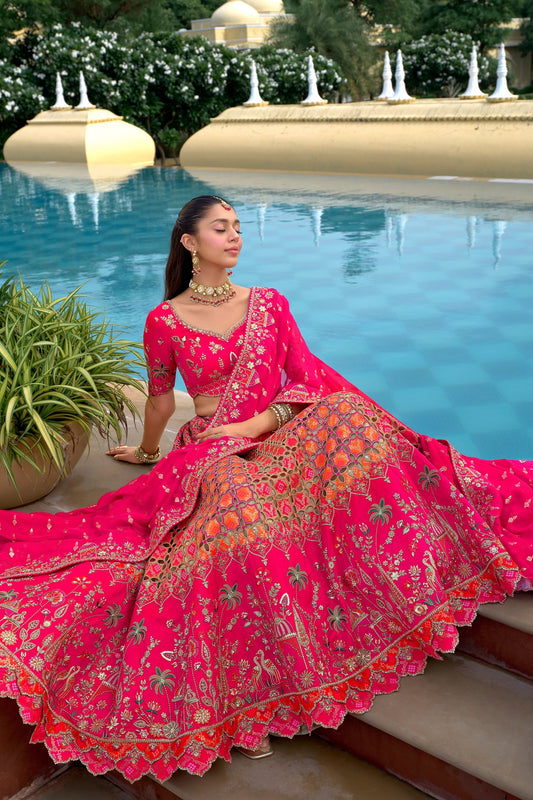Pink Unstitched Embroidered Silk Lehenga-SAR11029_2_SareeButa.com