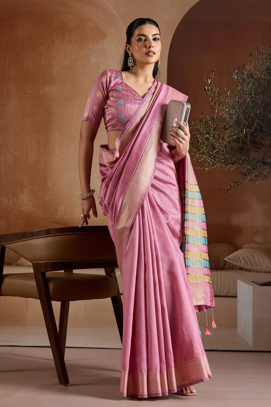 Pink Woven Bhagalpuri Silk Saree-SAR11195_2_SareeButa.com