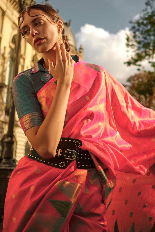 Pink Woven Khadi Silk Saree-ZB134114_2_SareeButa.com