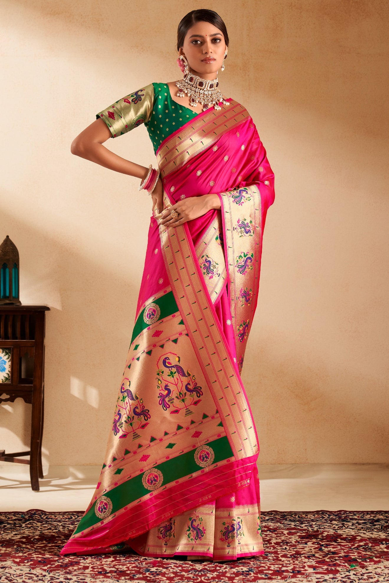 Pink Woven Paithani Saree-ZB134708_3_SareeButa.com
