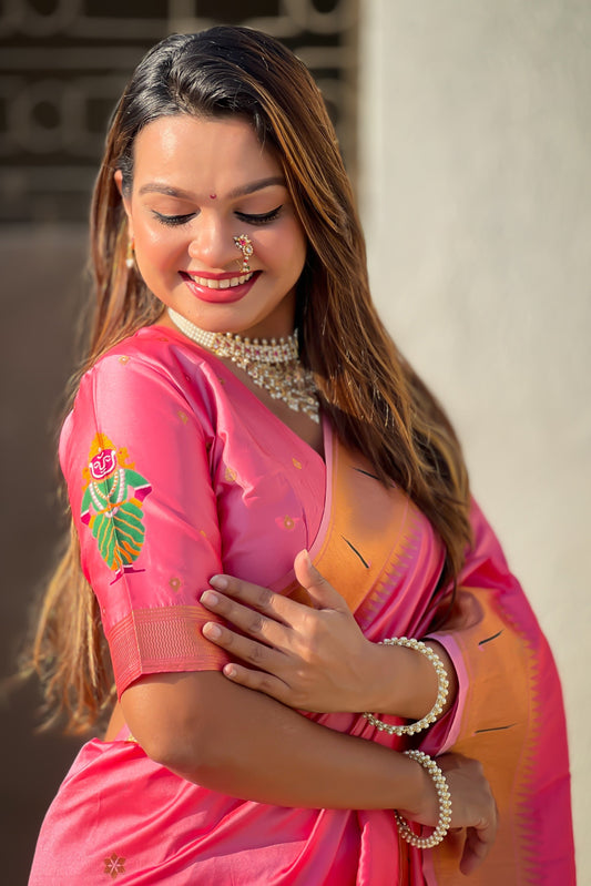 Pink Woven Paithani Saree-ZB134810_2_SareeButa.com