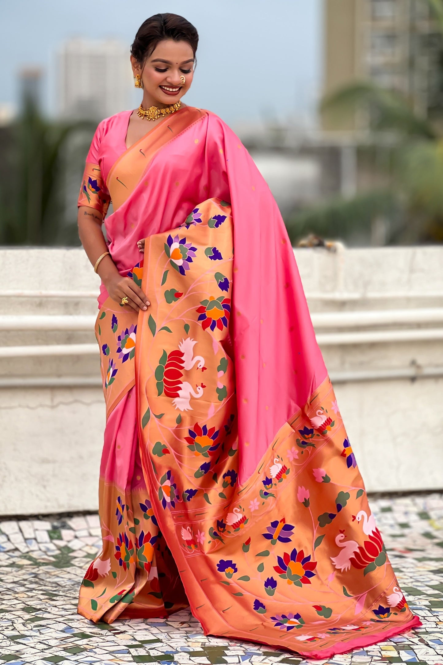 Pink Woven Paithani Saree-ZB134865_4_SareeButa.com