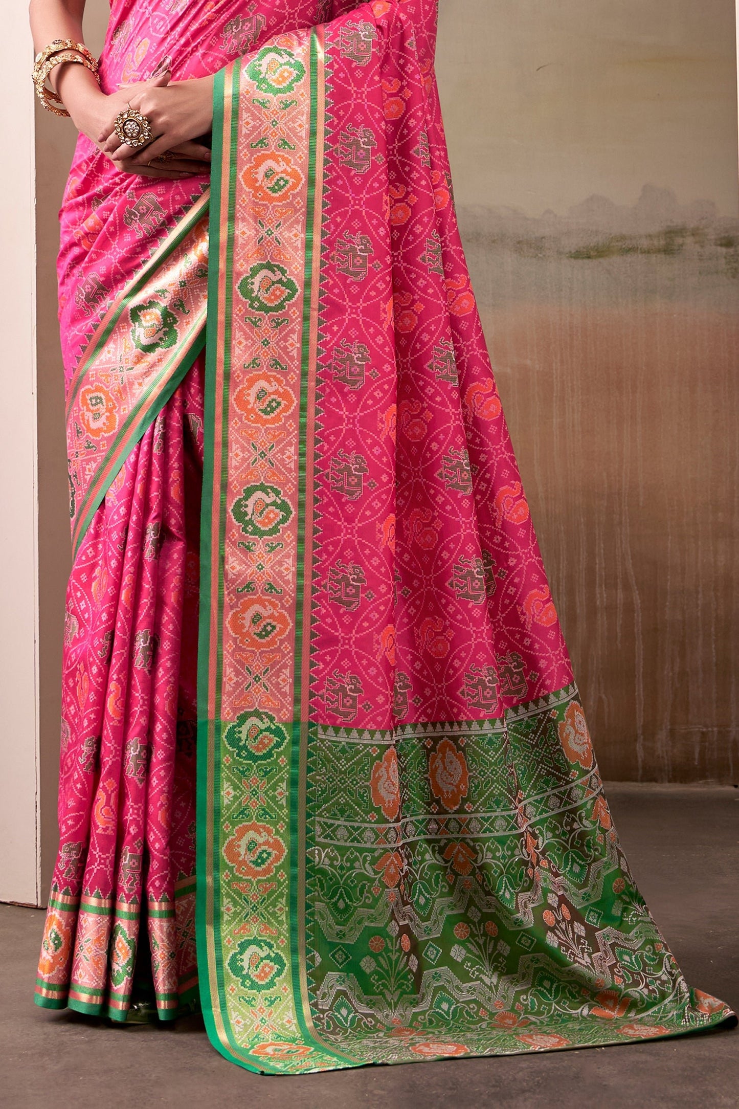 Pink Woven Patola Silk Saree-SAR10024_5_SareeButa.com