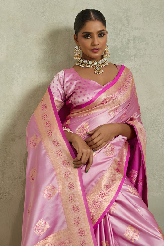 Pink Woven Satin Silk Banarasi Saree-SAR11809_2_SareeButa.com