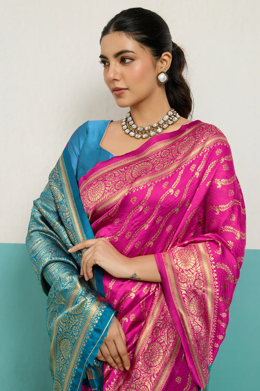 Pink Woven Silk Saree-SAR12514_2_SareeButa.com