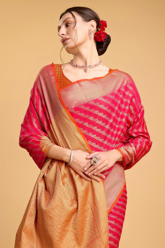 Pink Woven Silk Saree-ZB133118_2_SareeButa.com