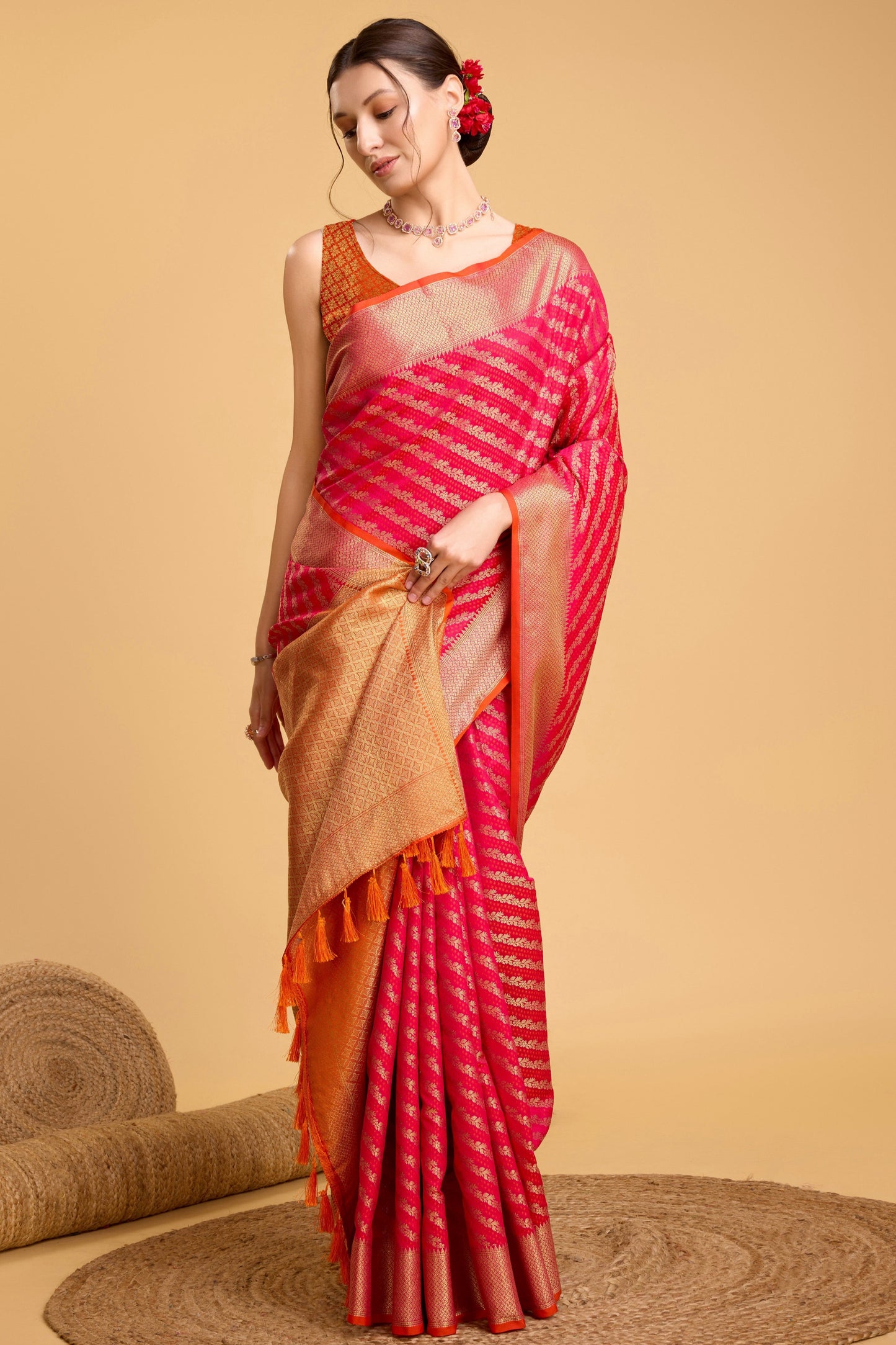 Pink Woven Silk Saree-ZB133118_4_SareeButa.com