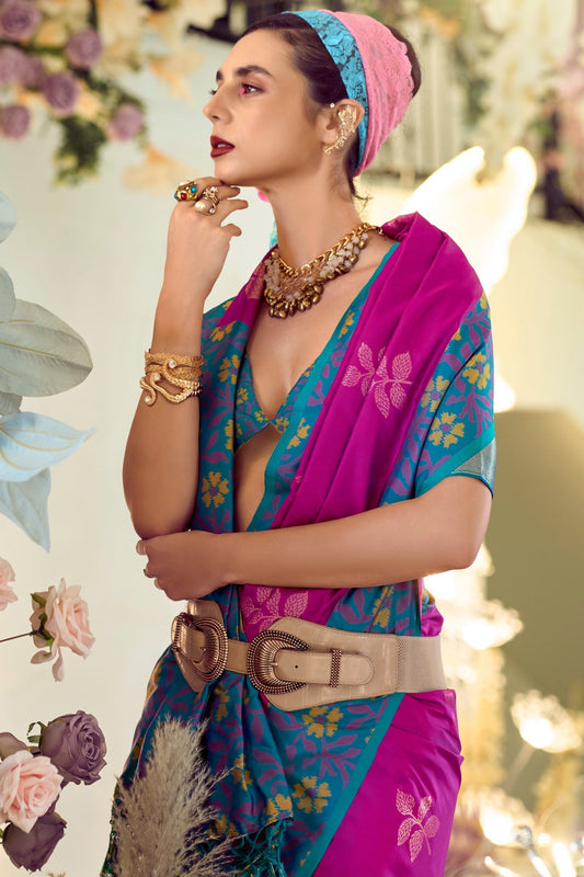 Pink Woven Silk Saree-ZB133409_2_SareeButa.com