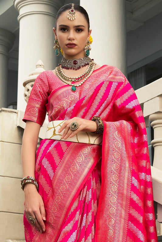 Pink Woven Silk Saree-ZB133524_2_SareeButa.com