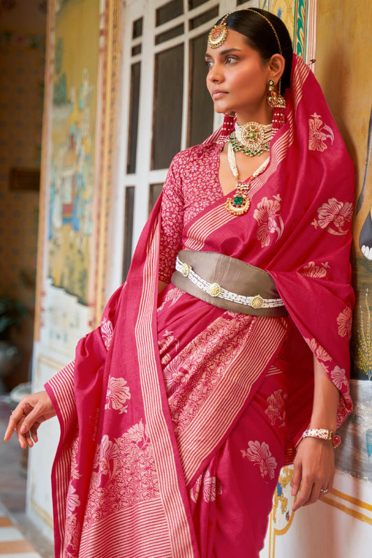 Pink Woven Silk Saree-ZB133822_2_SareeButa.com
