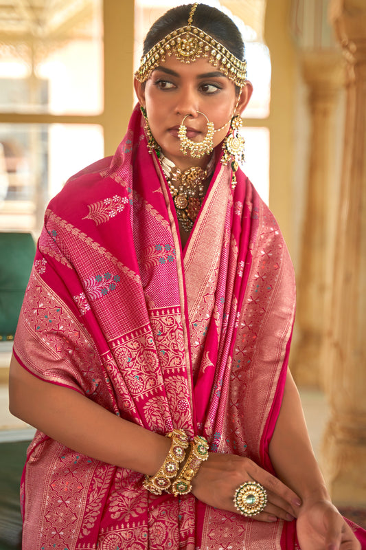 Pink Woven Silk Saree-ZB133843_2_SareeButa.com