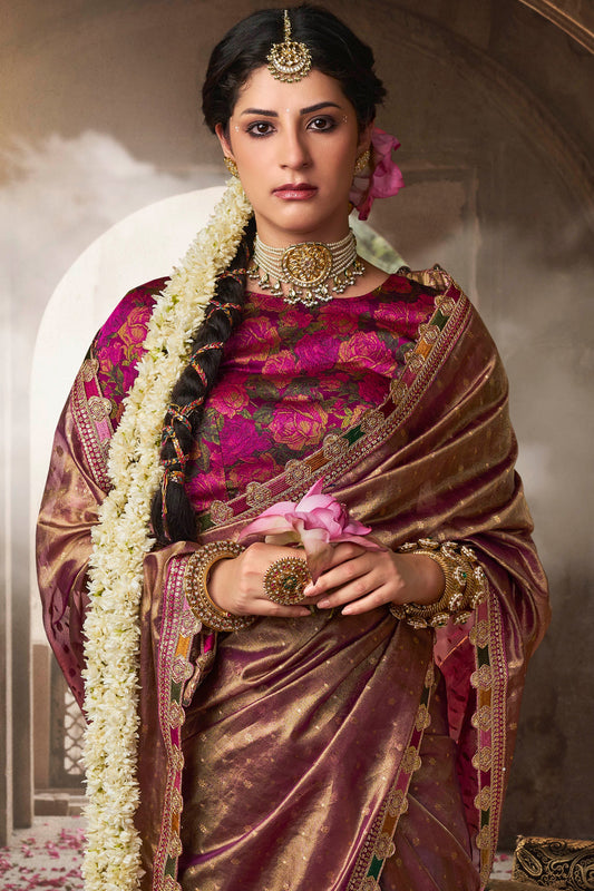 Pink Woven Tissue Silk Saree With Lace Border-ZB134641_2_SareeButa.com