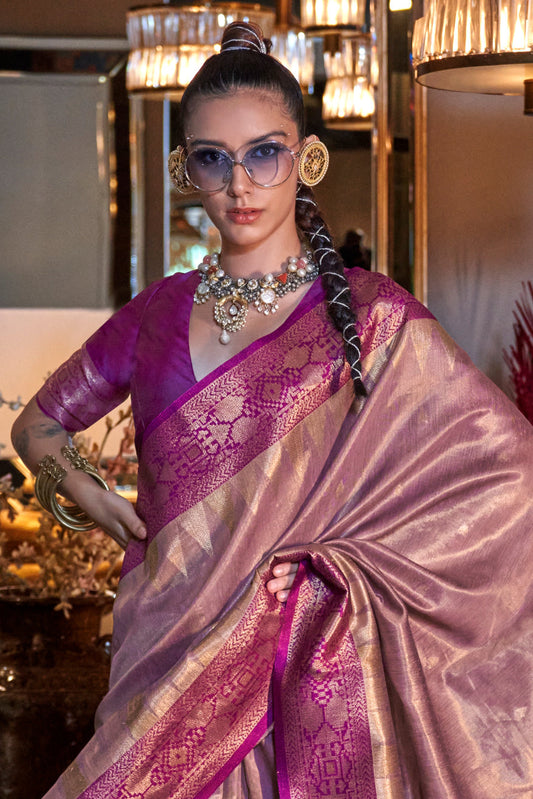 Pink Woven Zari Tissue Saree-ZB134140_2_SareeButa.com