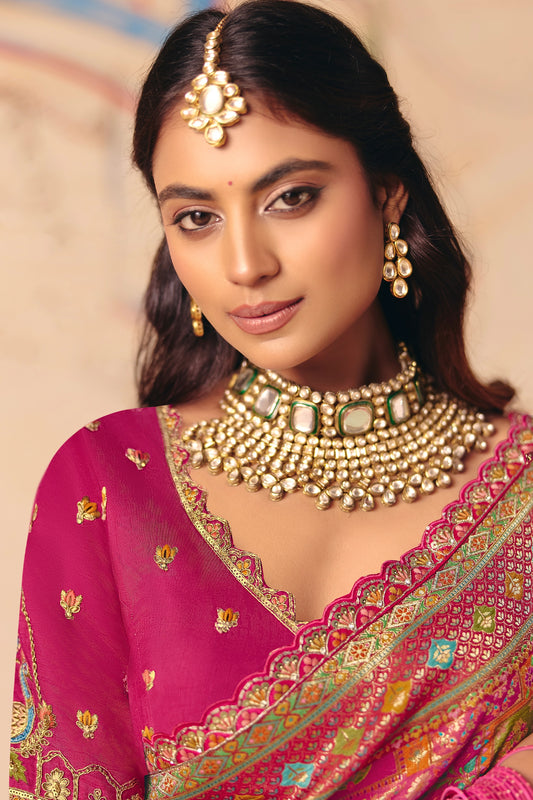 Pink Zari Work Dola Silk Saree With Embroidery-SAR12063_2_SareeButa.com