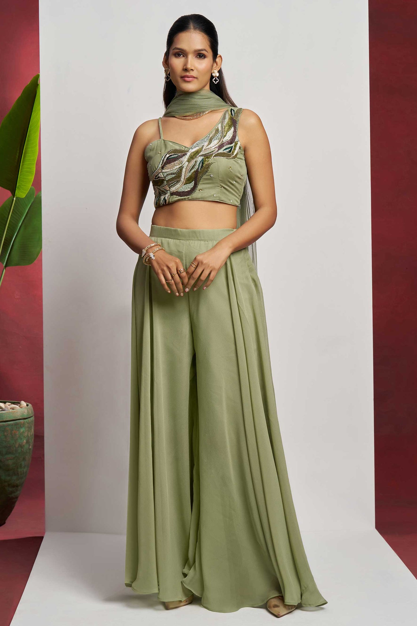 Pista Georgette Crop Top and Sharara Set-SS477_5_SareeButa.com