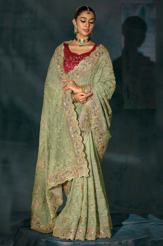 Pista Green Embroidered Banarasi Silk Saree-SAR10389_2_SareeButa.com