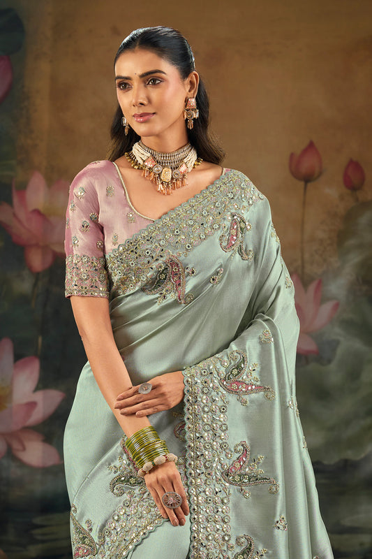Pista Green Embroidered Silk Saree-SAR12290_2_SareeButa.com