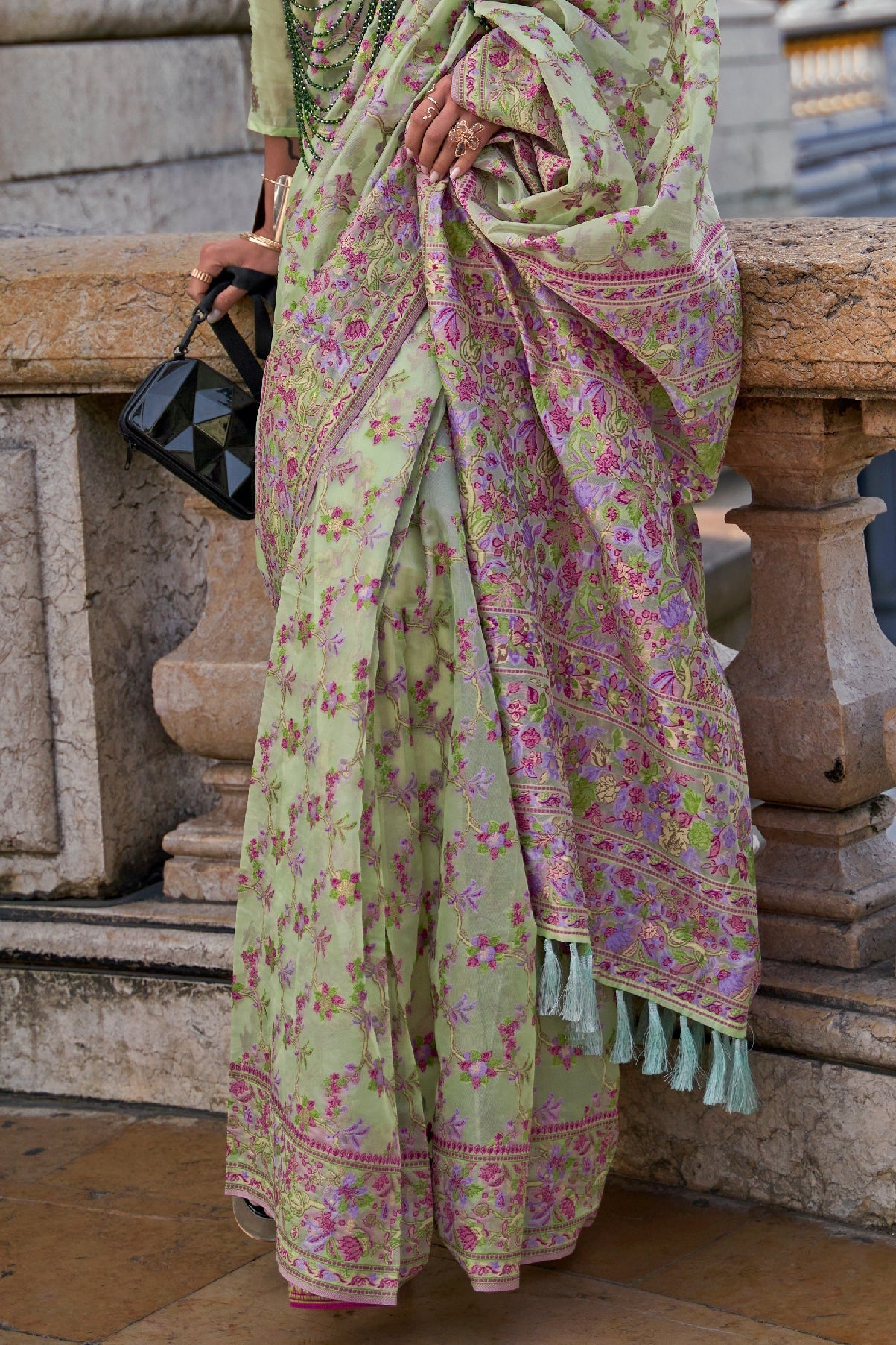 Pista Green Jaal Weave Organza Saree-ZB133048_4_SareeButa.com