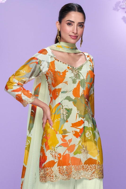 Pista Green Readymade Chinon Silk Sharara Suit-SS707_2_SareeButa.com