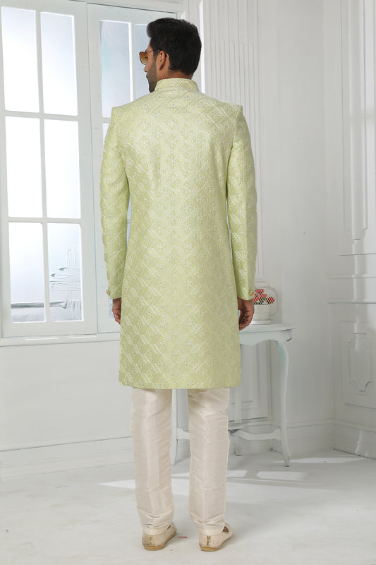 Pista Green Silk Kurta Pajama With Jacket-SAR11435_2_SareeButa.com