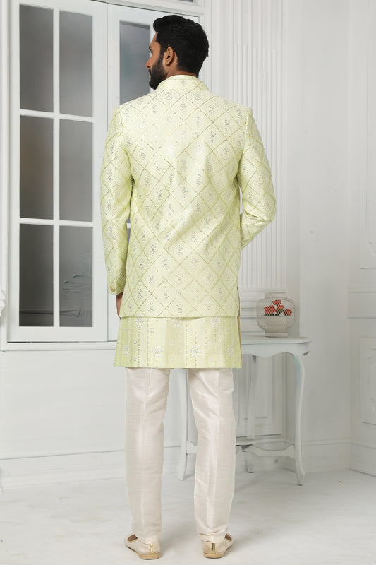 Pista Green Silk Kurta Pajama With Jacket-SAR11437_2_SareeButa.com
