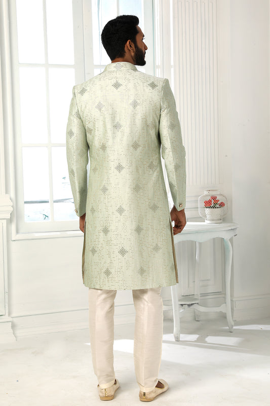 Pista Green Silk Kurta Pajama With Jacket-SAR11441_2_SareeButa.com