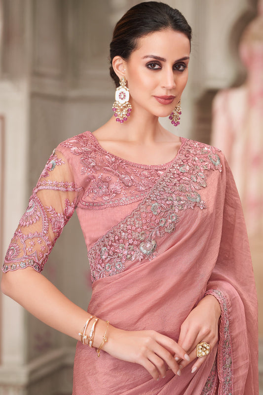 Powder Pink Embroidered Satin Georgette Saree-ZB134567_2_SareeButa.com