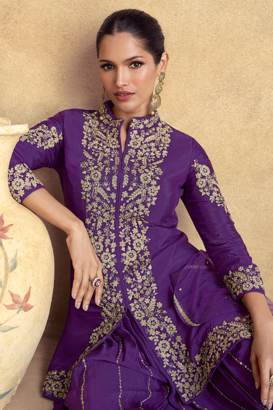 Purple Chinon Readymade Palazzo Suit-SS174_2_SareeButa.com